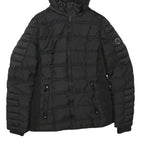 NAUTICA Womens Black Quilted Jacket S Polyester Blend Hooded Zip Up