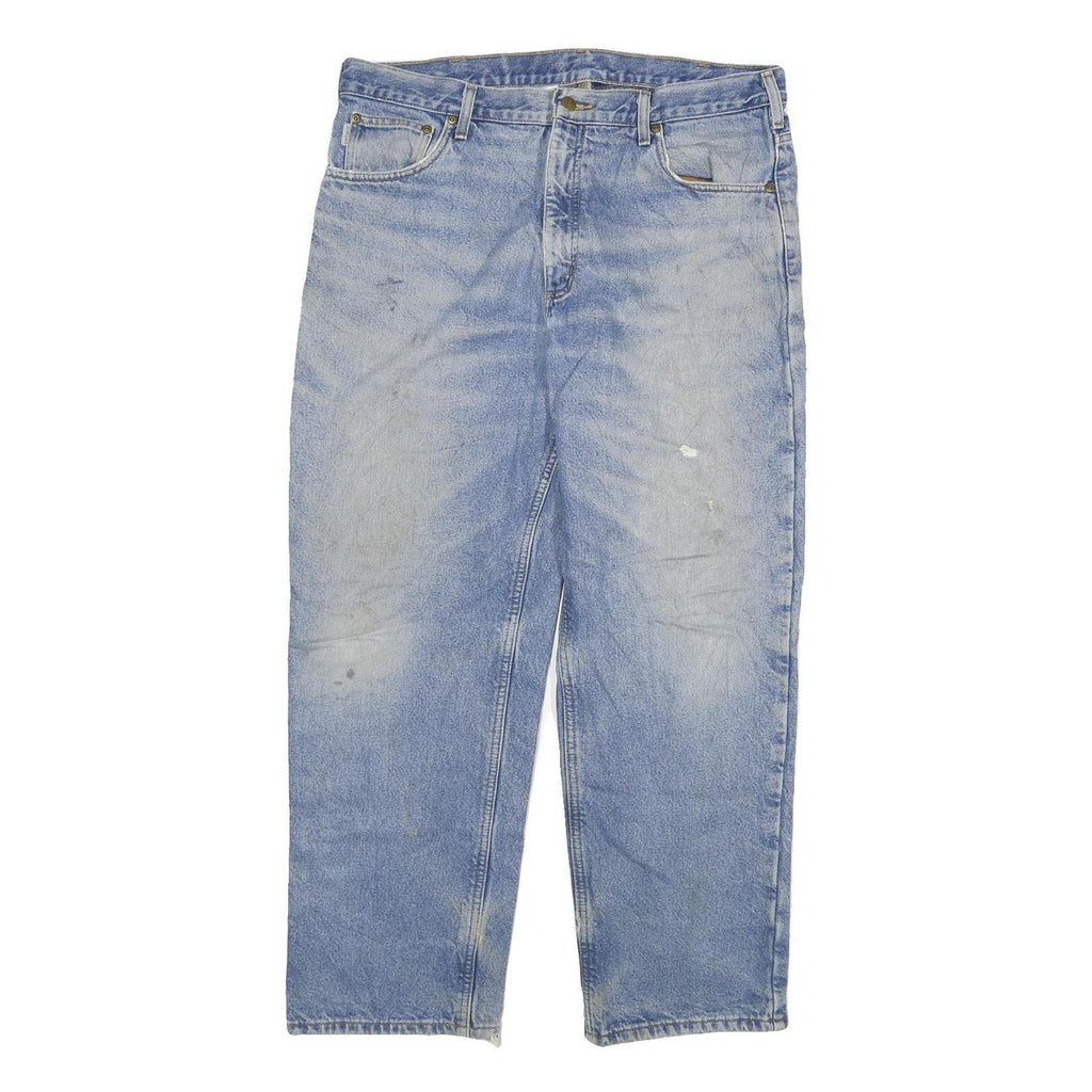 CARHARTT Mens Jeans Blue Relaxed Straight Denim Medium W38 L30 Workwear Zip