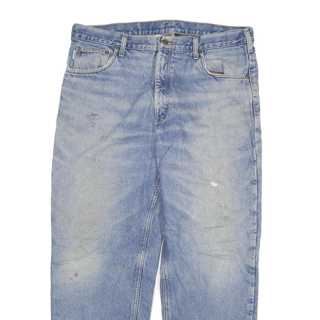 CARHARTT Mens Jeans Blue Relaxed Straight Denim Medium W38 L30 Workwear Zip