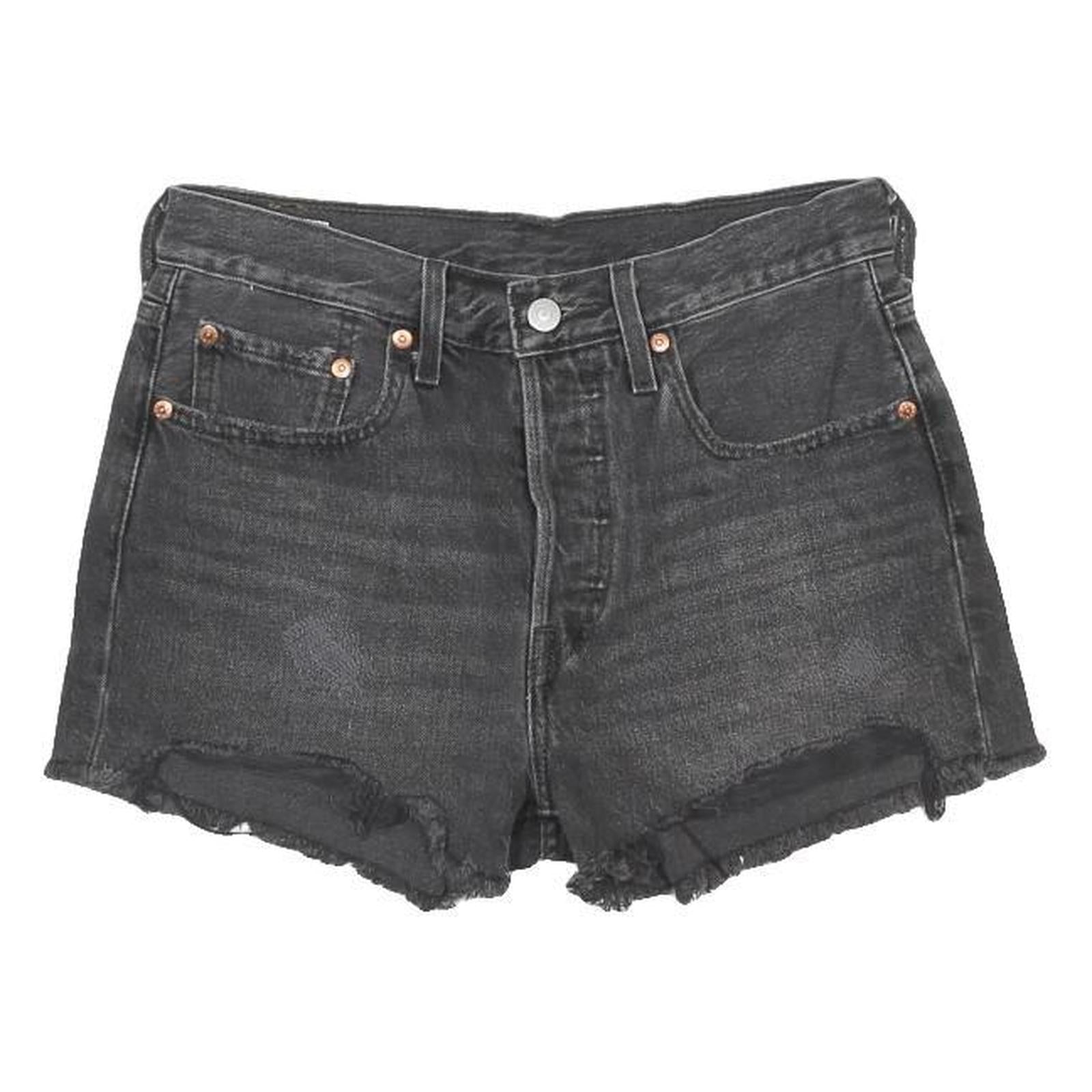 LEVI'S Womens Black Denim Cut-Off Shorts S W26 Casual Summer Style