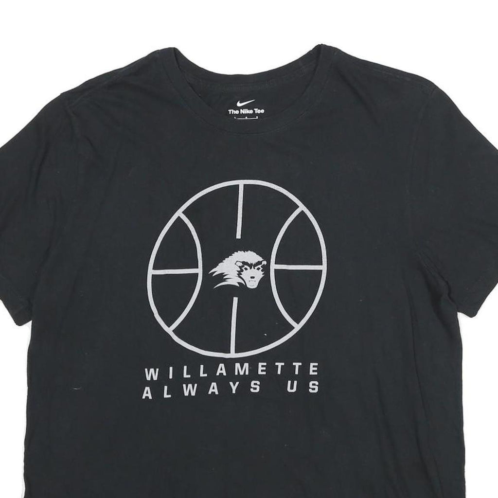NIKE Mens Black Graphic T-Shirt L Short Sleeve Crew Neck Willamette Print