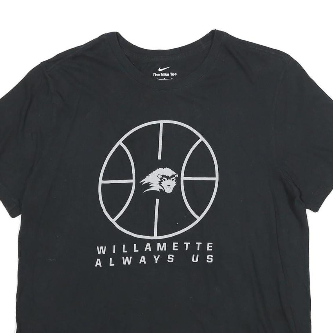 NIKE Mens Black Graphic T-Shirt L Short Sleeve Crew Neck Willamette Print