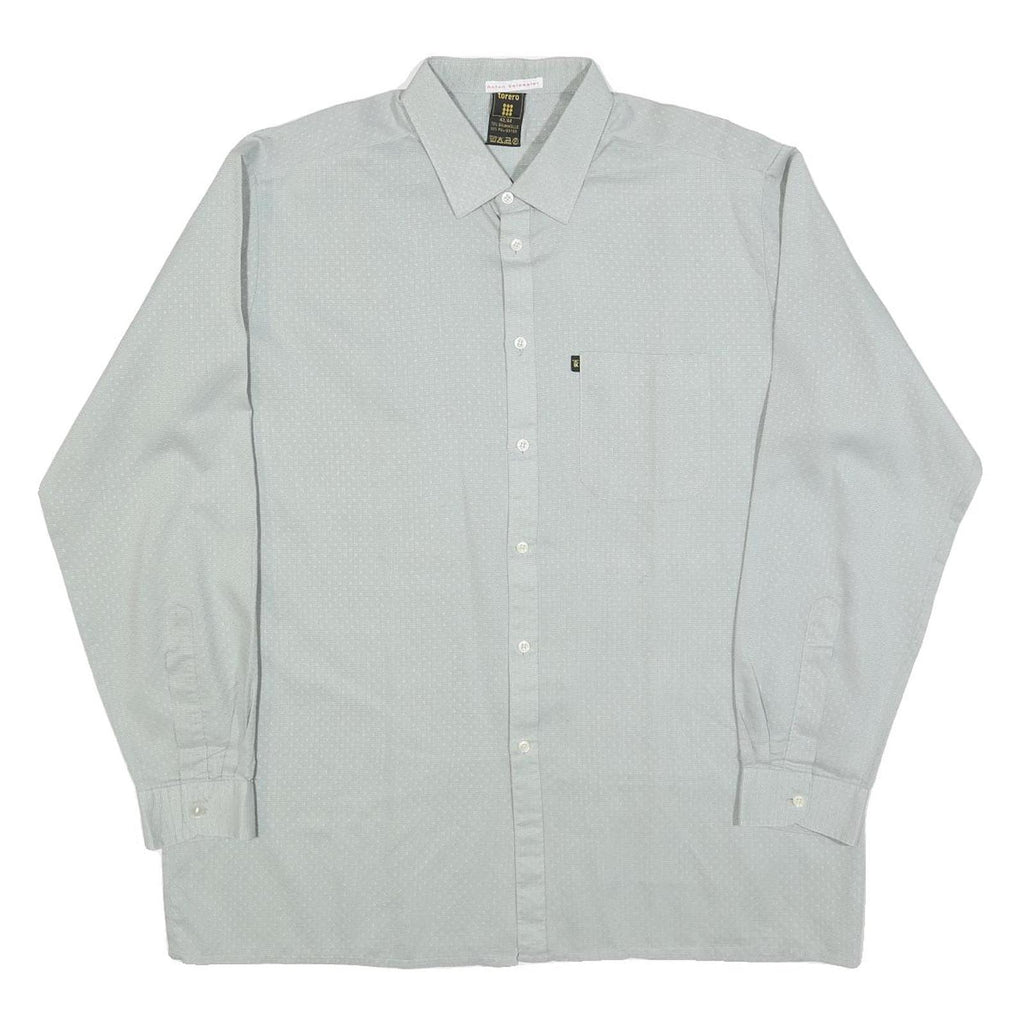 TORERO Mens Grey Plain Long Sleeve Shirt L Button Collar Polyester Blend Formal
