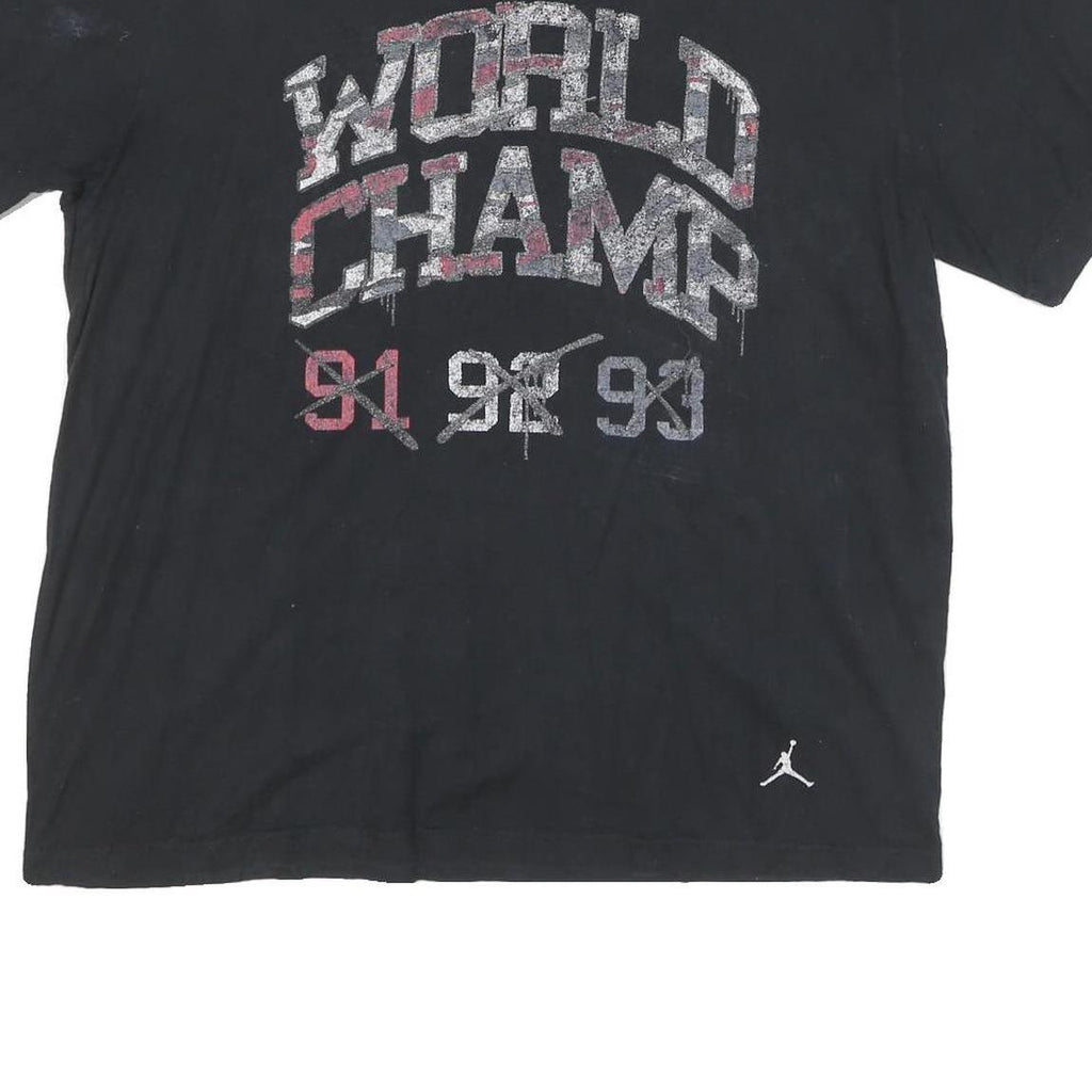 AIR JORDAN Mens Black Graphic Print XL Short Sleeve Crew Neck Cotton Blend