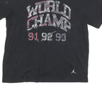 AIR JORDAN Mens Black Graphic Print XL Short Sleeve Crew Neck Cotton Blend