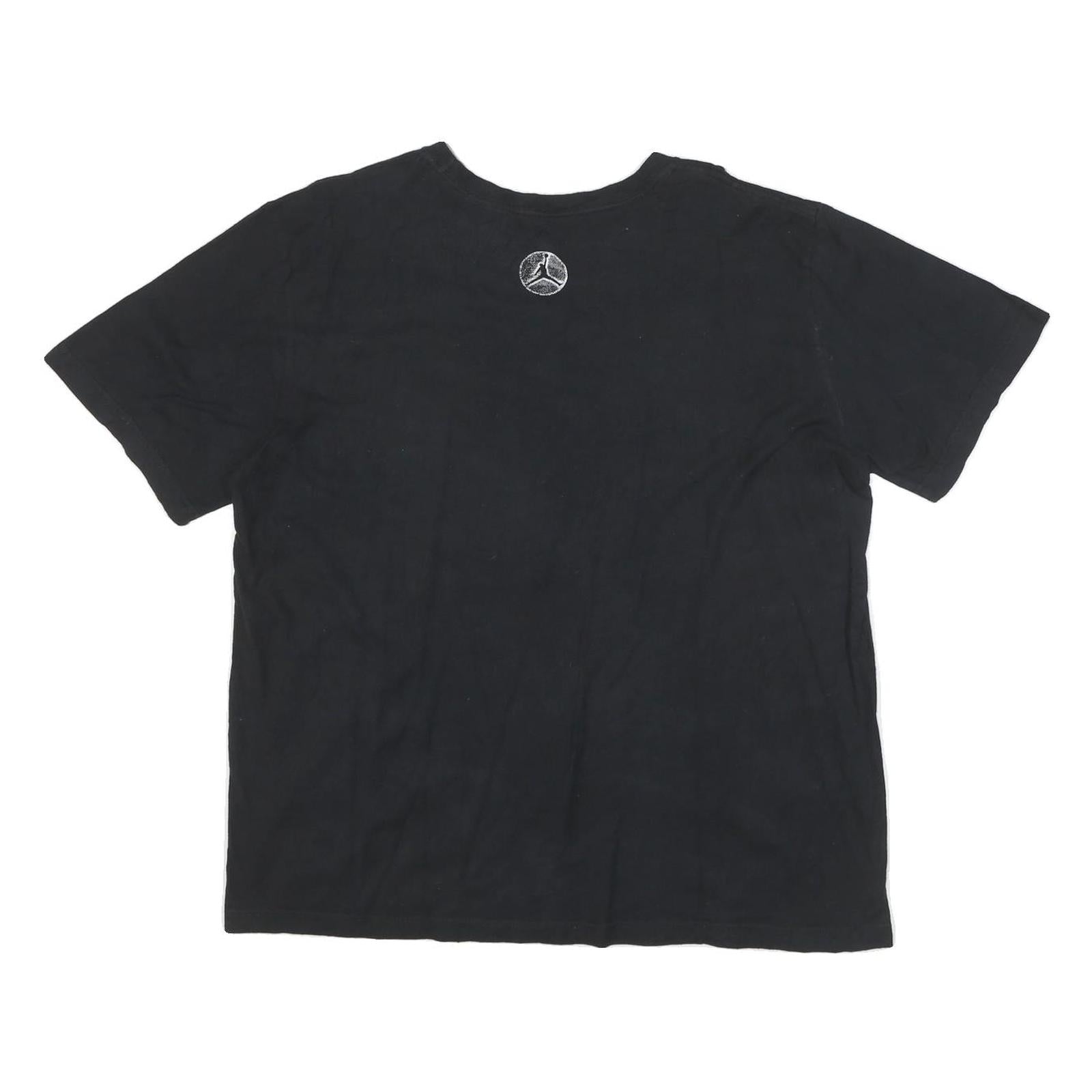 AIR JORDAN Mens Black Graphic Print XL Short Sleeve Crew Neck Cotton Blend