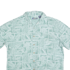 CAMPIA Mens Green Cotton Short Sleeve XL Hawaiian Shirt Tropical Print Casual