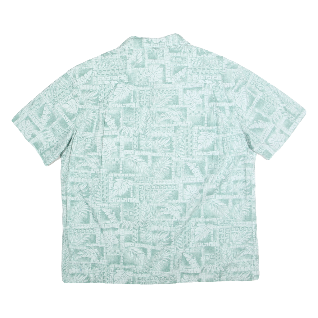 CAMPIA Mens Green Cotton Short Sleeve XL Hawaiian Shirt Tropical Print Casual
