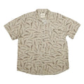 OUTDOOR LIFE Mens Beige Fish Pattern Short Sleeve Cotton Shirt XL Casual