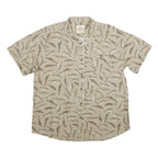 OUTDOOR LIFE Mens Beige Fish Pattern Short Sleeve Cotton Shirt XL Casual