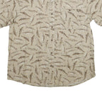 OUTDOOR LIFE Mens Beige Fish Pattern Short Sleeve Cotton Shirt XL Casual