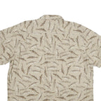 OUTDOOR LIFE Mens Beige Fish Pattern Short Sleeve Cotton Shirt XL Casual
