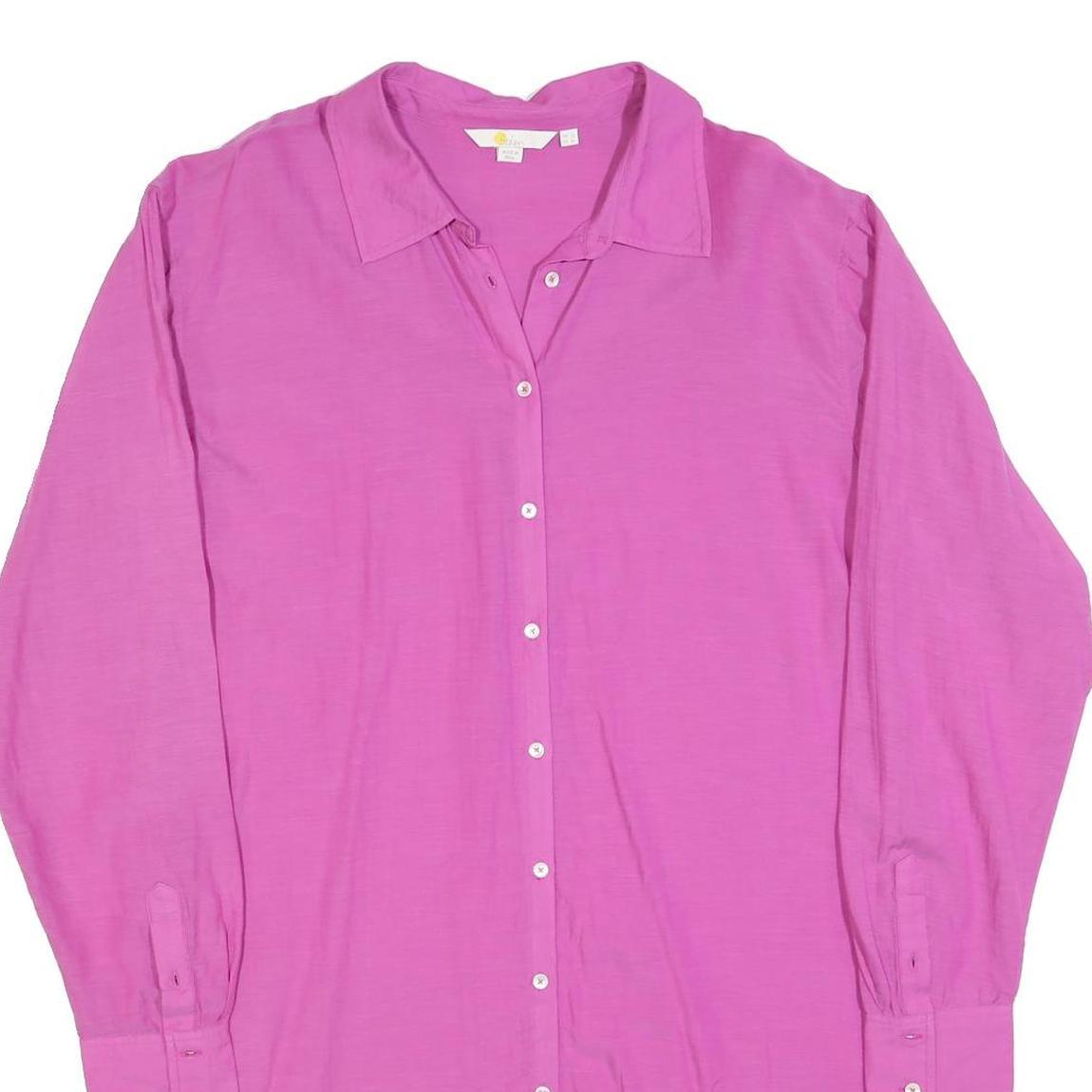 BODEN Womens Pink Cotton Blend Shirt Dress Long Sleeve Knee Length UK 12 Button