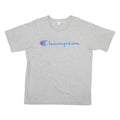 CHAMPION Mens Grey Blue Script Logo T-Shirt XL Short Sleeve Crew Neck