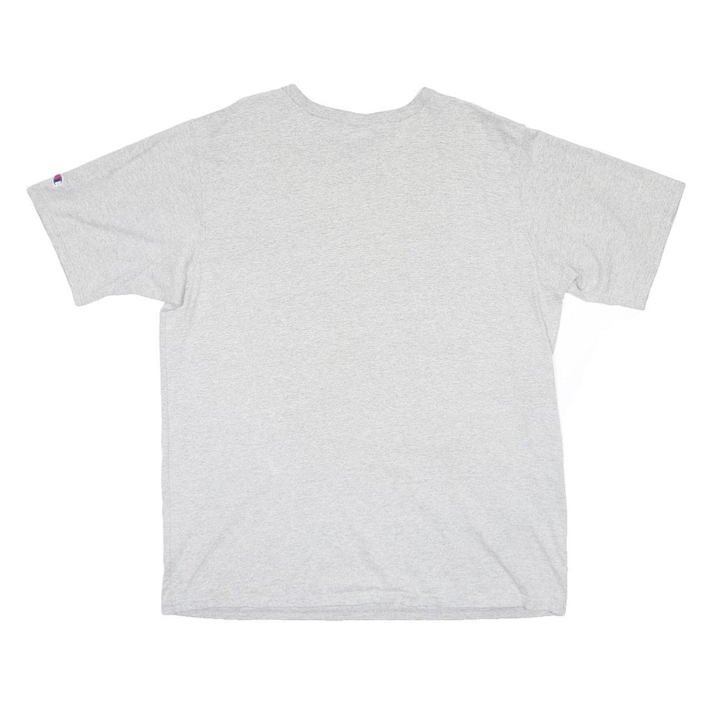 CHAMPION Mens Grey Blue Script Logo T-Shirt XL Short Sleeve Crew Neck