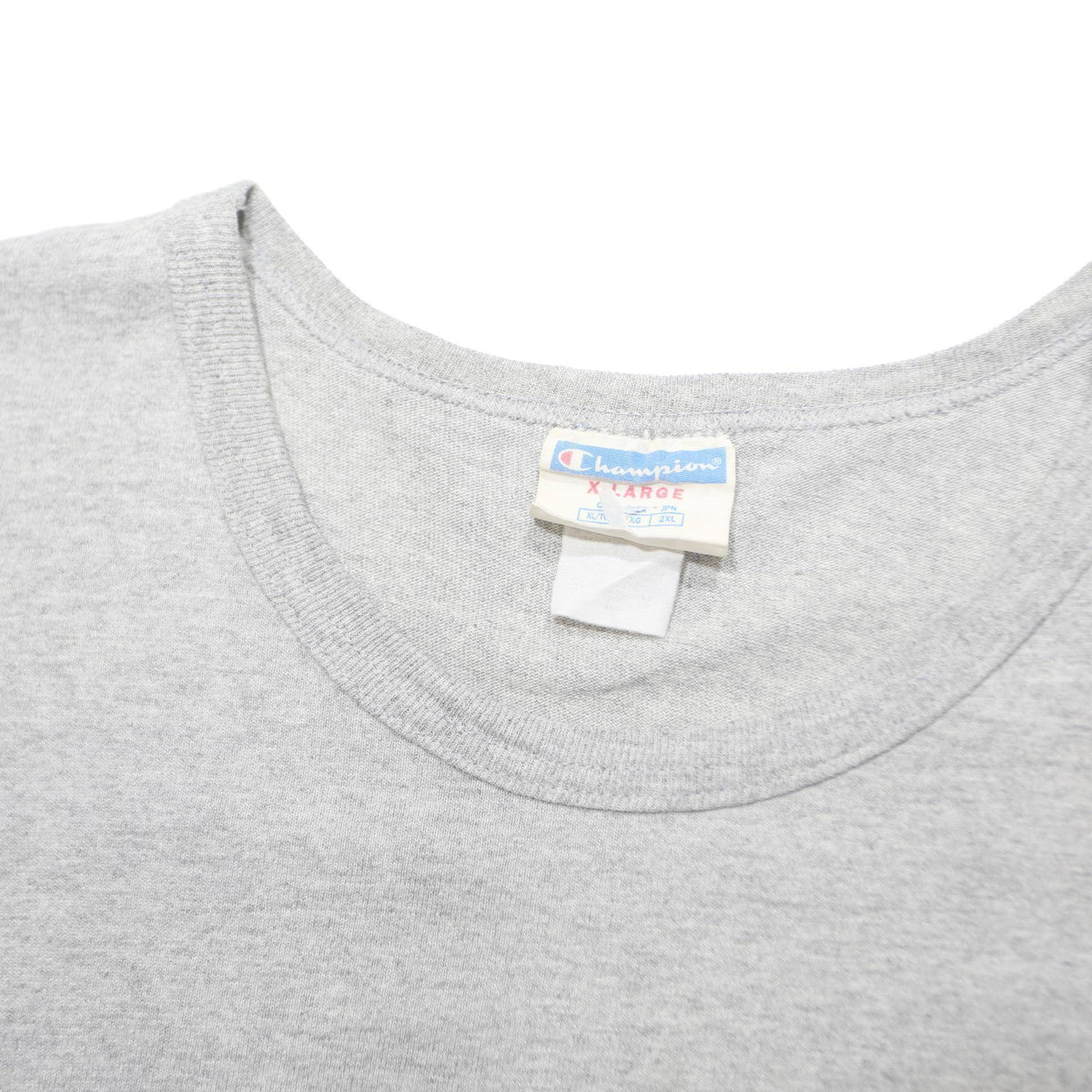 CHAMPION Mens Grey Blue Script Logo T-Shirt XL Short Sleeve Crew Neck
