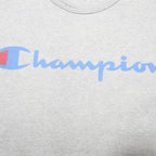 CHAMPION Mens Grey Blue Script Logo T-Shirt XL Short Sleeve Crew Neck