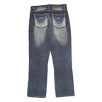 HENG XING Mens Jeans Blue Regular Straight Denim Medium W32 L30 Distressed