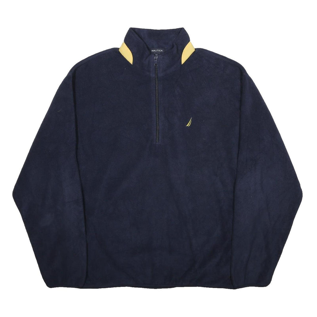 NAUTICA Mens Navy & Yellow Plain Pullover Jumper Crew Neck Basic Knit XL Casual