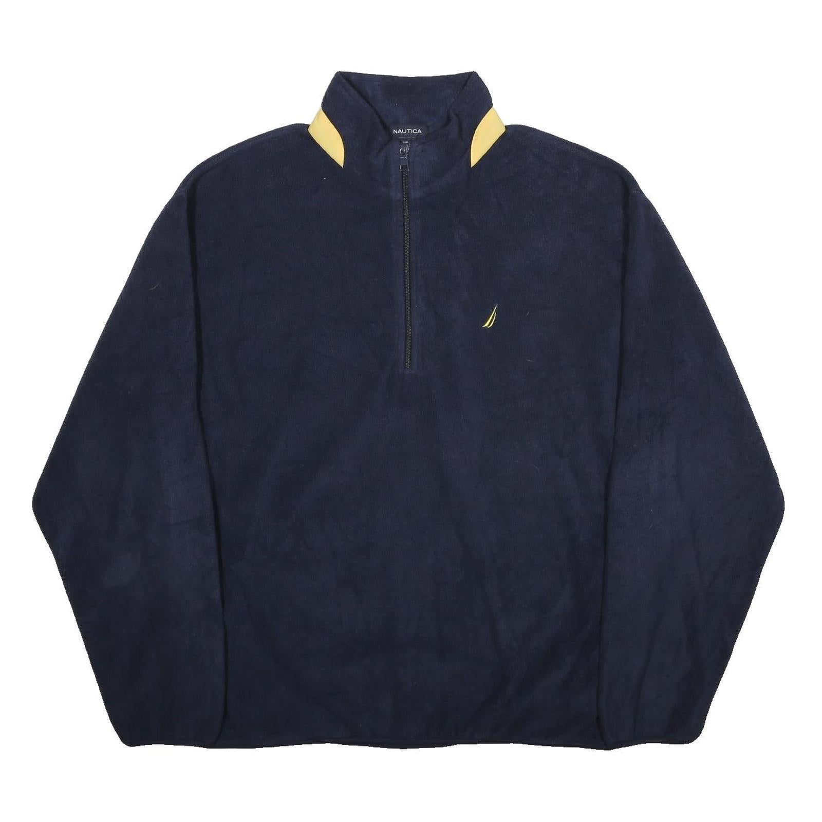 NAUTICA Mens Navy & Yellow Plain Pullover Jumper Crew Neck Basic Knit XL Casual
