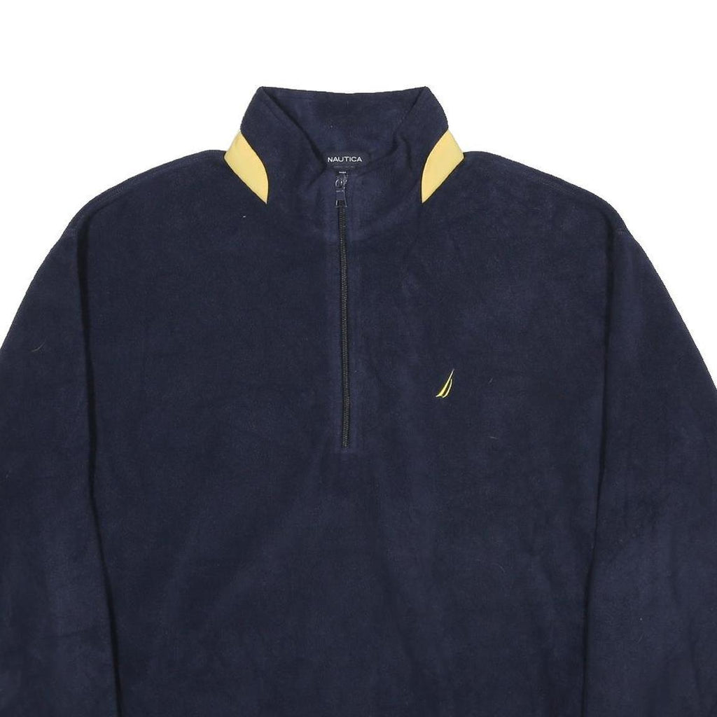 NAUTICA Mens Navy & Yellow Plain Pullover Jumper Crew Neck Basic Knit XL Casual
