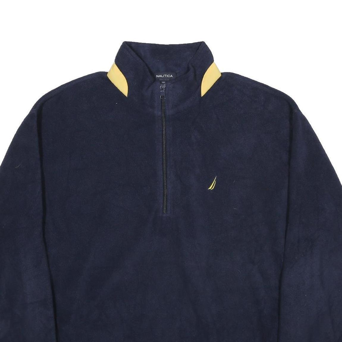NAUTICA Mens Navy & Yellow Plain Pullover Jumper Crew Neck Basic Knit XL Casual