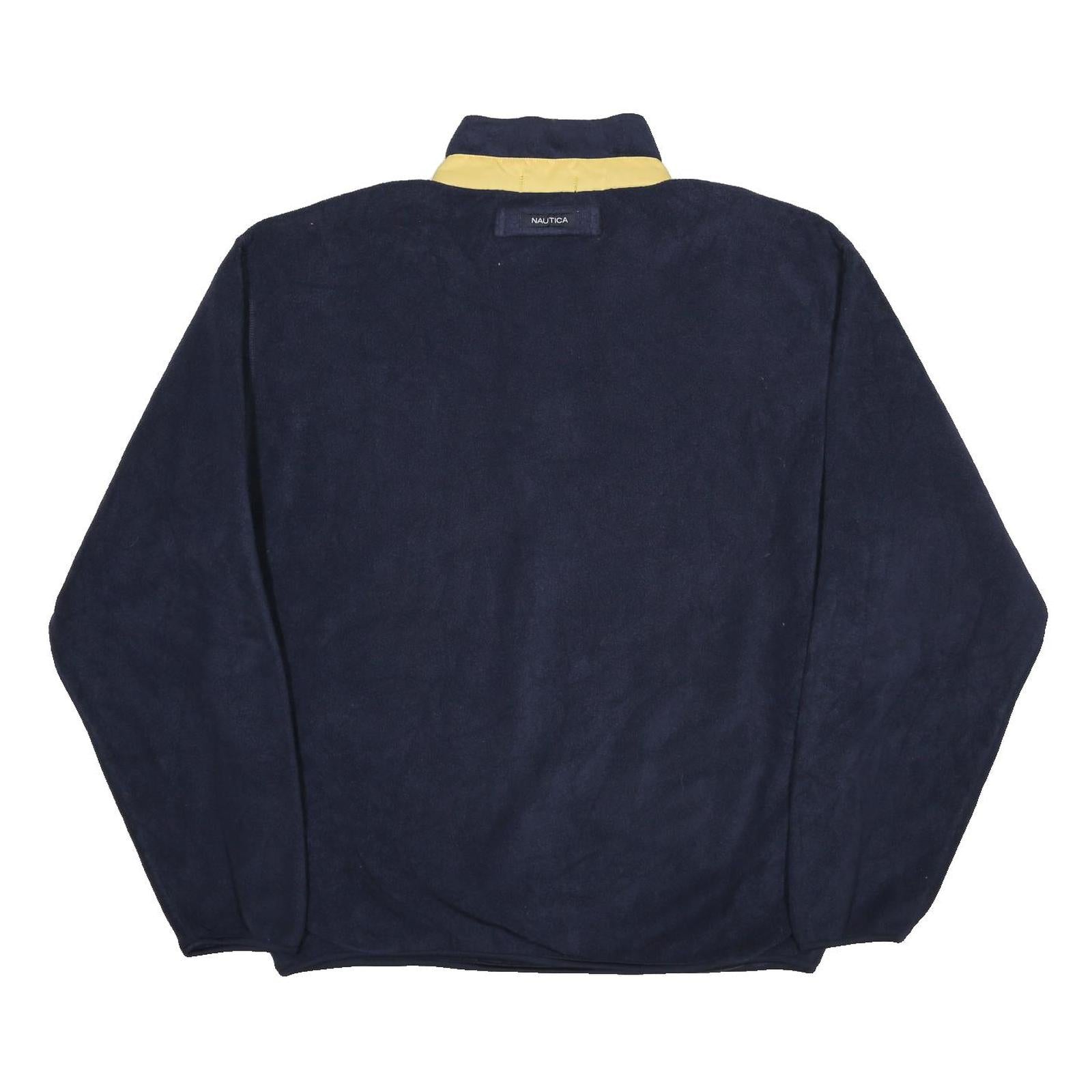 NAUTICA Mens Navy & Yellow Plain Pullover Jumper Crew Neck Basic Knit XL Casual
