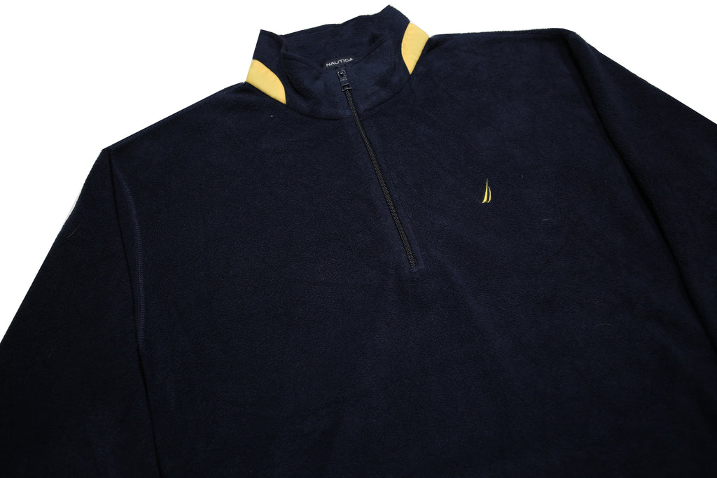 NAUTICA Mens Navy & Yellow Plain Pullover Jumper Crew Neck Basic Knit XL Casual