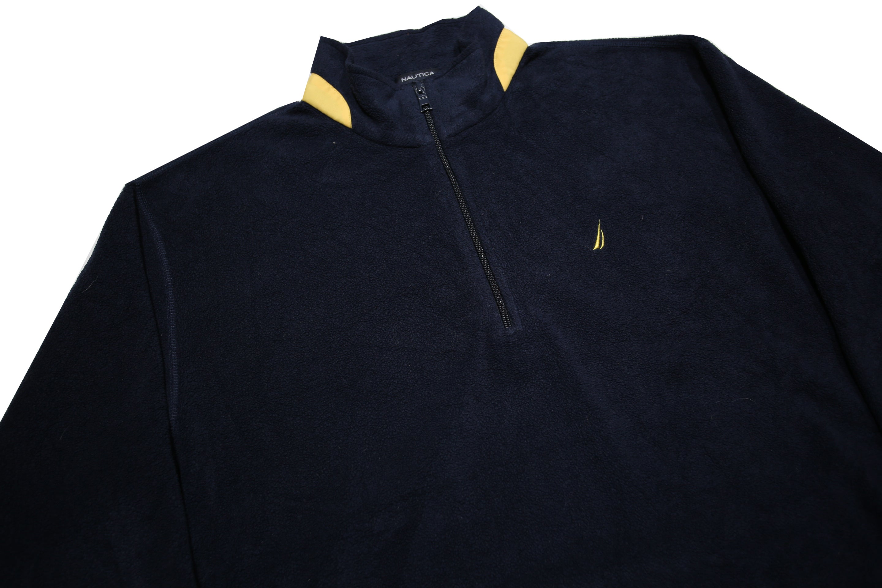 NAUTICA Mens Navy & Yellow Plain Pullover Jumper Crew Neck Basic Knit XL Casual