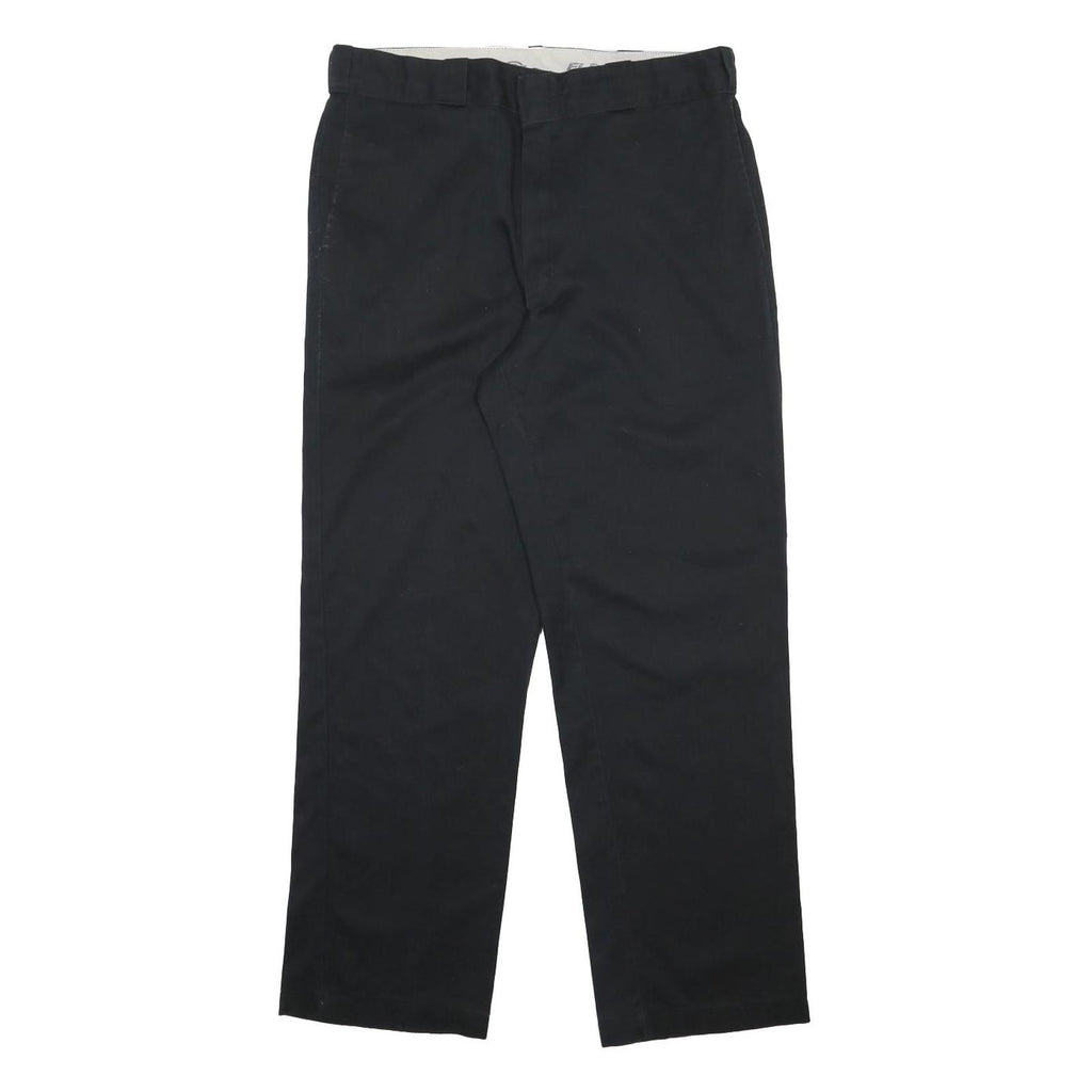 DICKIES Mens Cotton Blend Black Regular Fit Straight Leg Trousers W34 L31