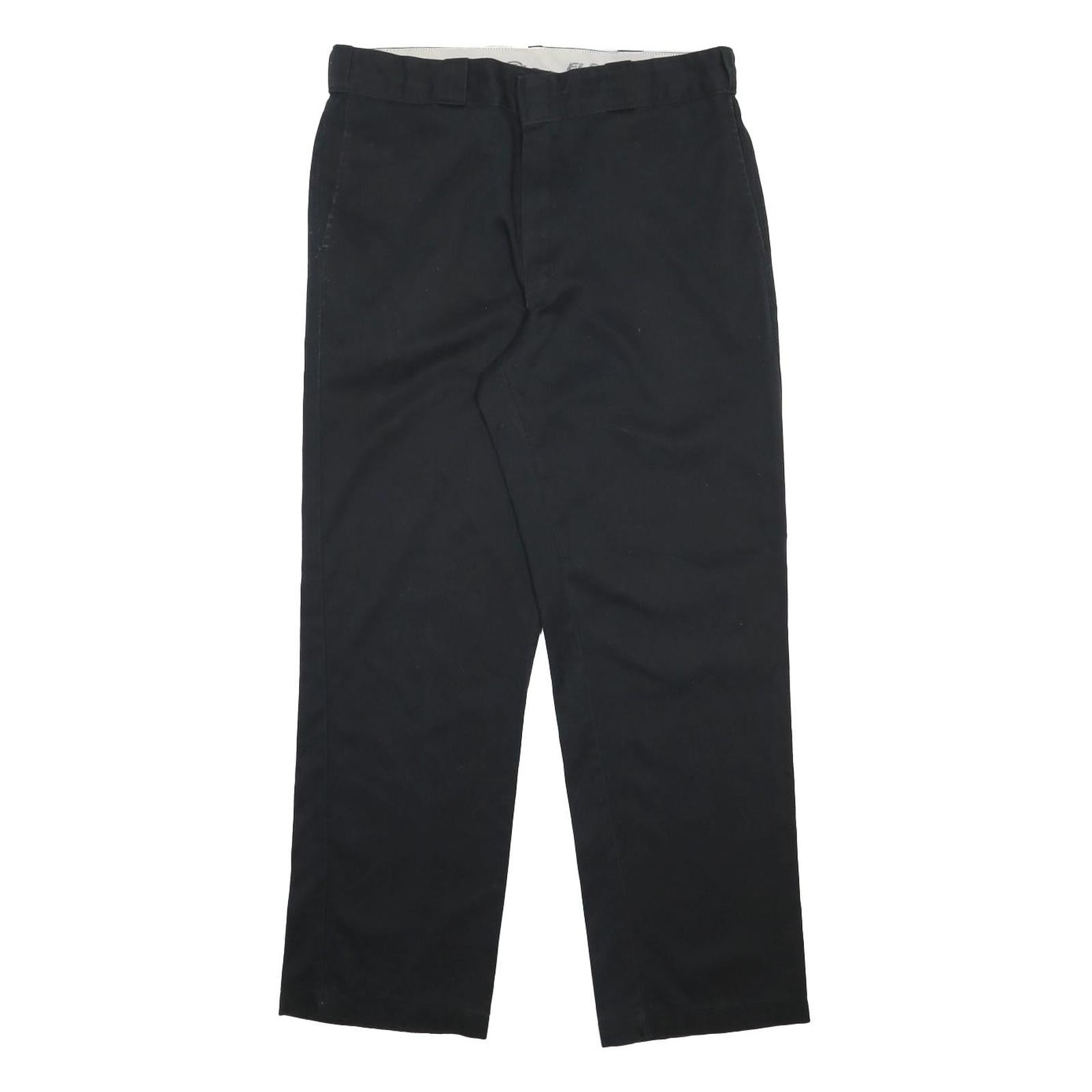 DICKIES Mens Cotton Blend Black Regular Fit Straight Leg Trousers W34 L31