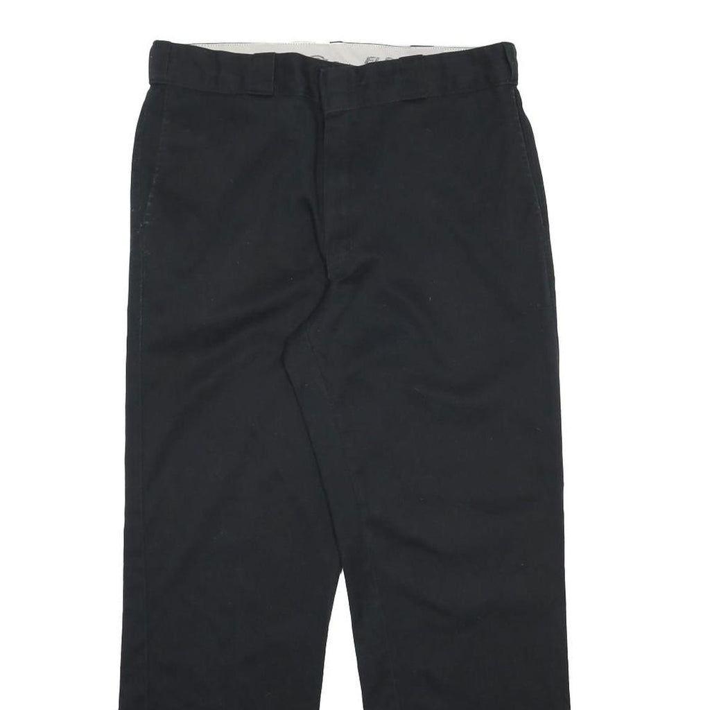 DICKIES Mens Cotton Blend Black Regular Fit Straight Leg Trousers W34 L31