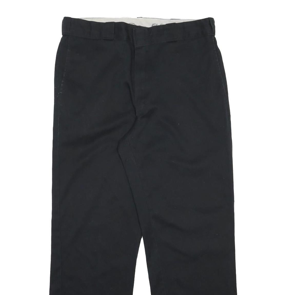 DICKIES Mens Cotton Blend Black Regular Fit Straight Leg Trousers W34 L31
