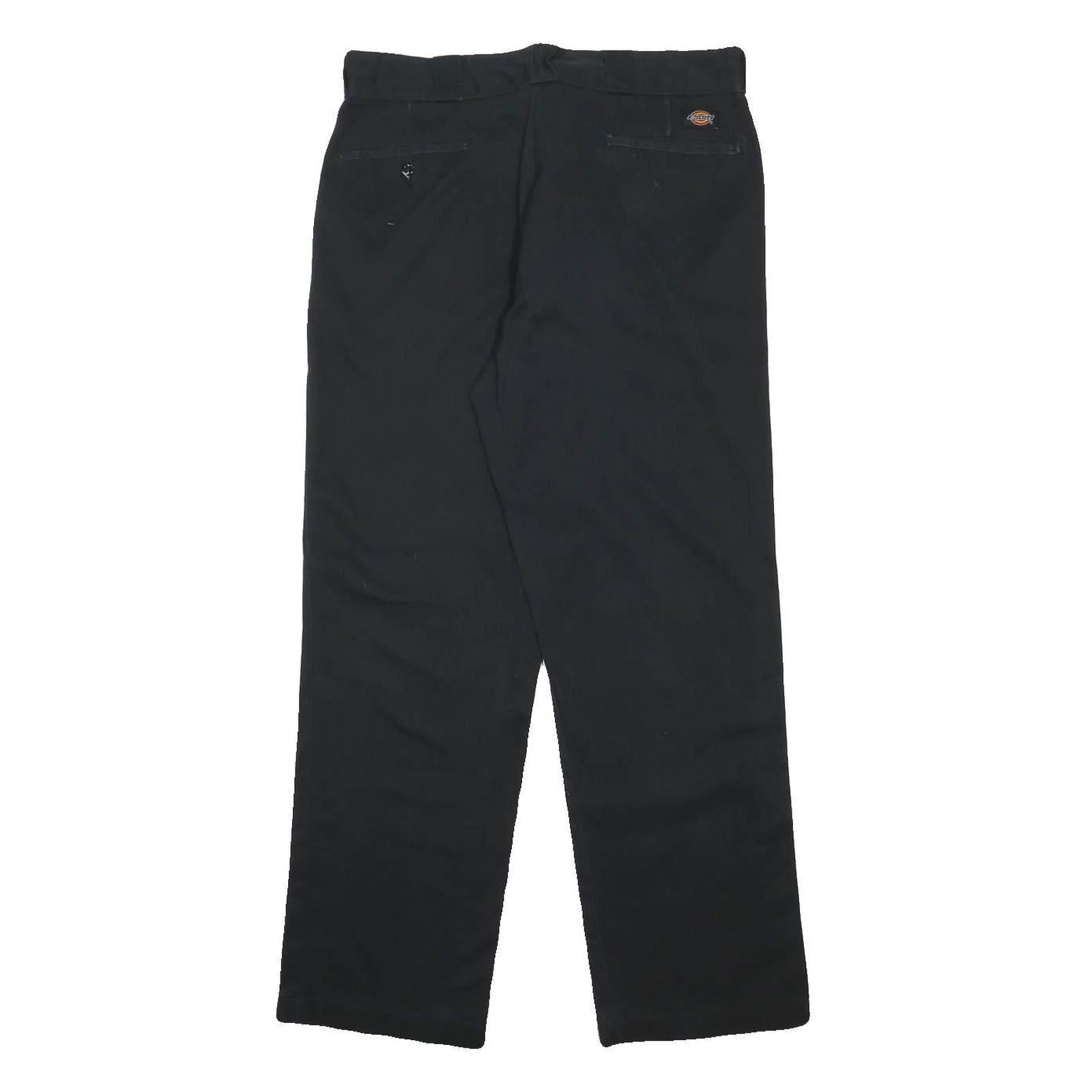 DICKIES Mens Cotton Blend Black Regular Fit Straight Leg Trousers W34 L31