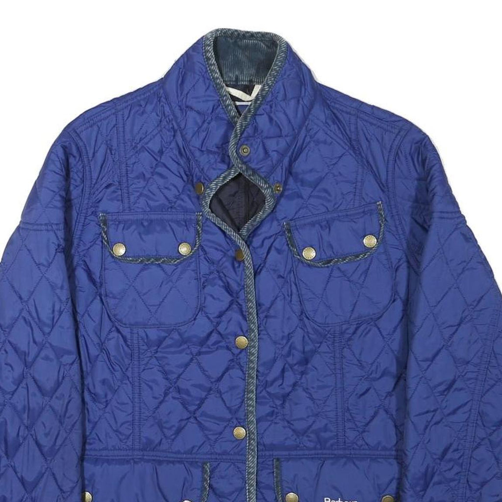 BARBOUR Womens Blue Quilted Jacket XS Polyester Blend Button Closure Classic