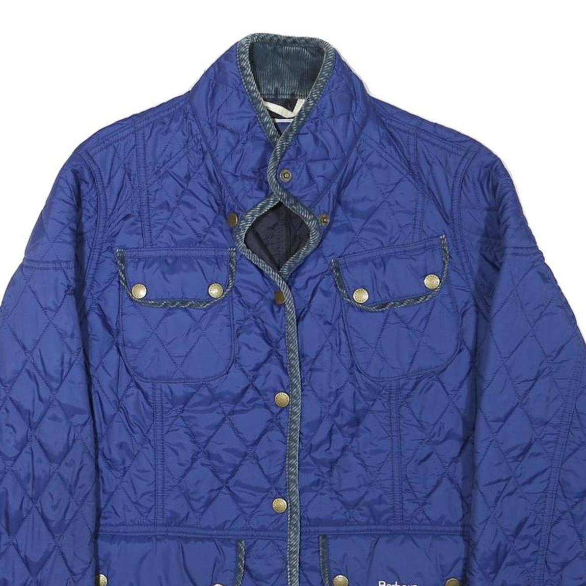 BARBOUR Womens Blue Quilted Jacket XS Polyester Blend Button Closure Classic