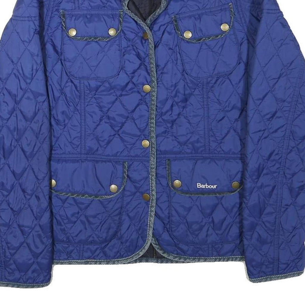 BARBOUR Womens Blue Quilted Jacket XS Polyester Blend Button Closure Classic