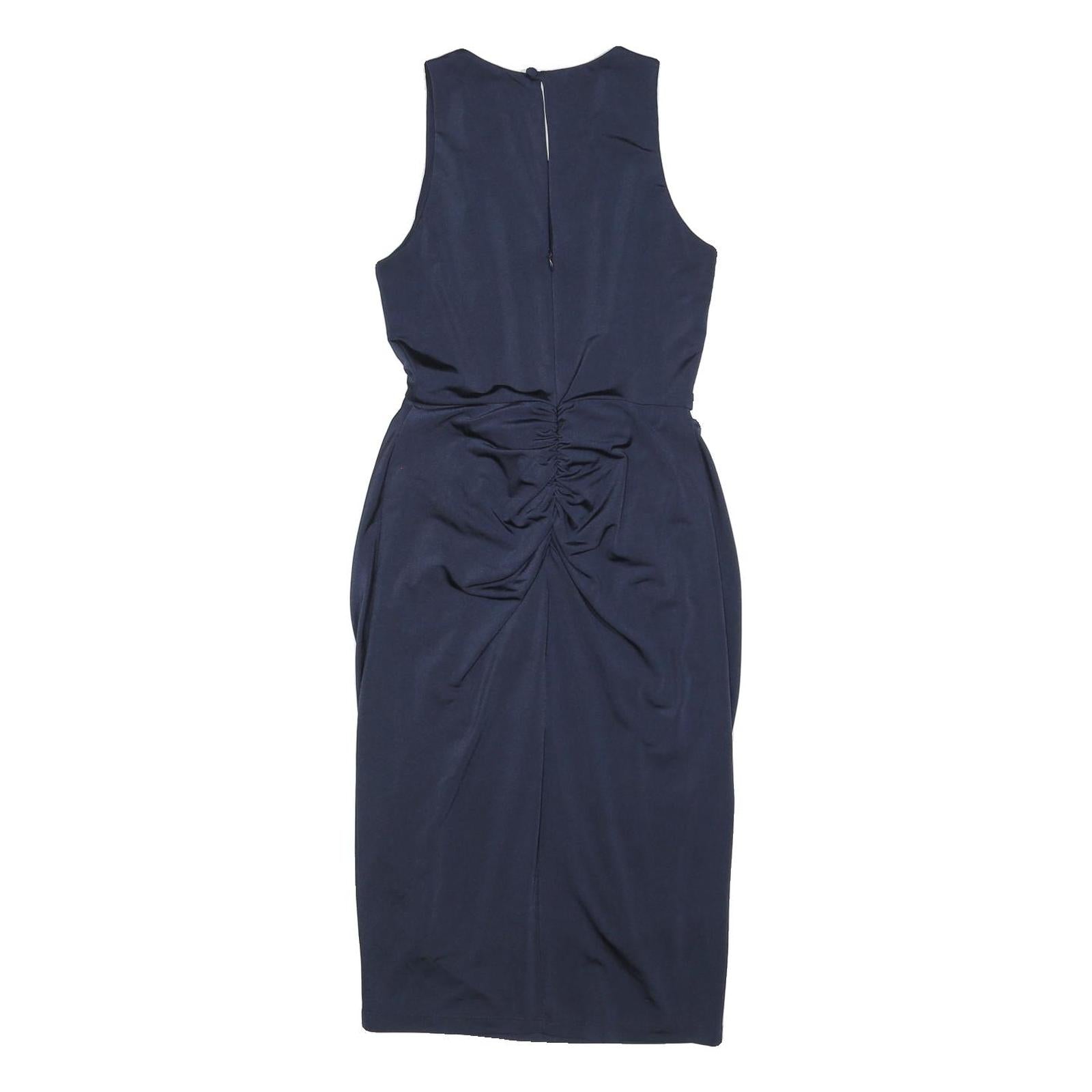 JENNY PACKHAM Womens Navy Blue Sheath Woven Sleeveless Knee Length UK 6 Beaded