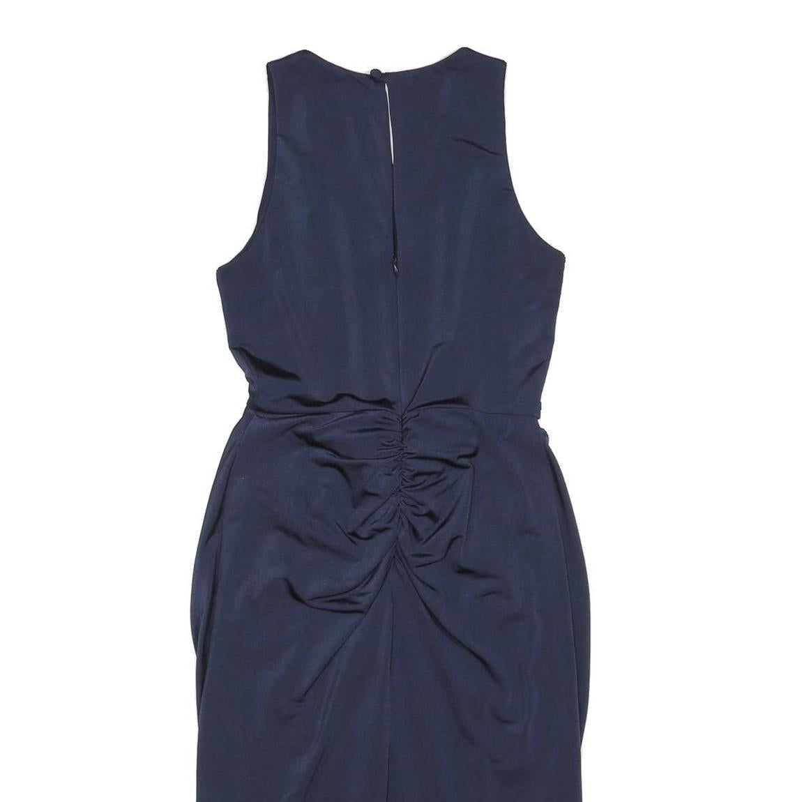 JENNY PACKHAM Womens Navy Blue Sheath Woven Sleeveless Knee Length UK 6 Beaded