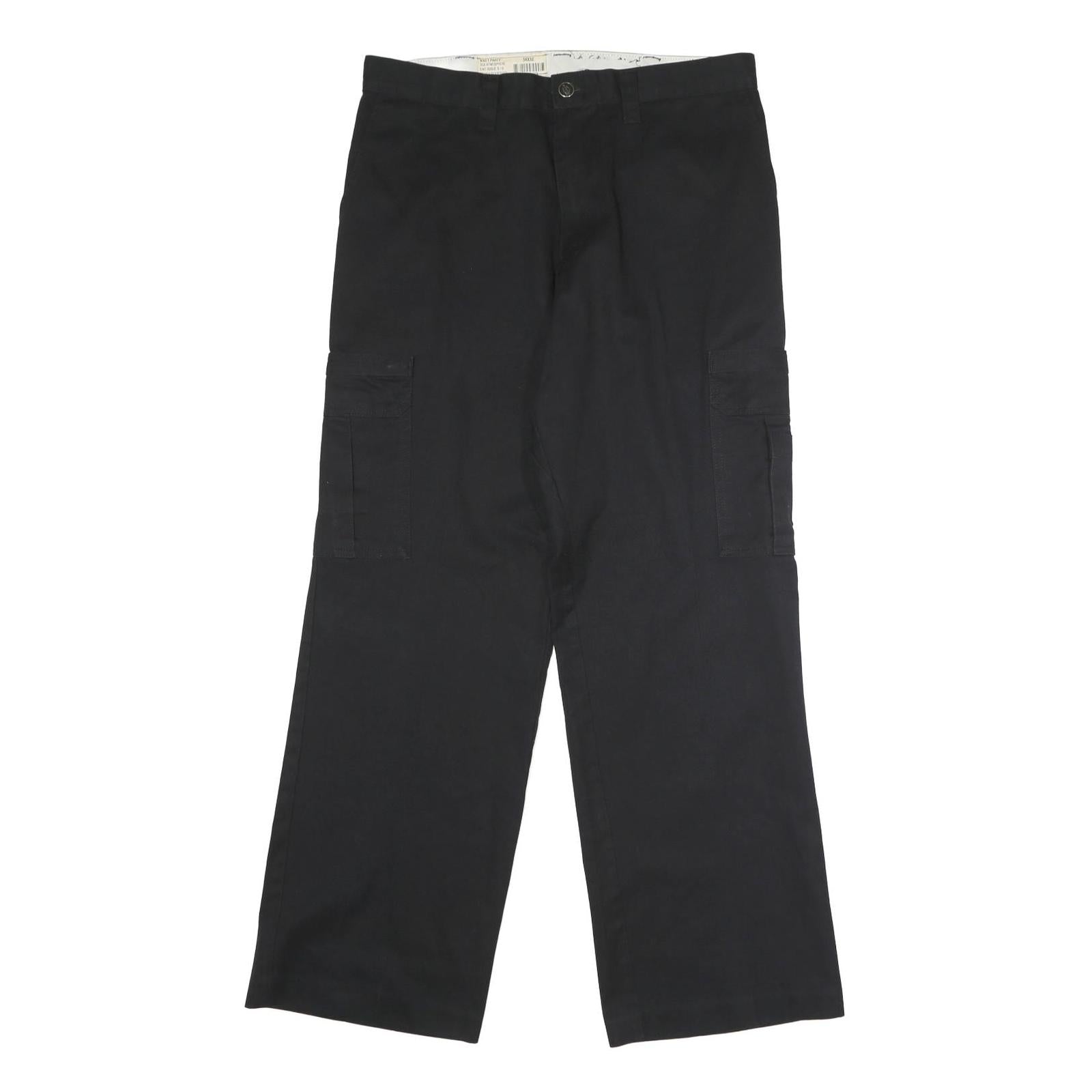 DICKIES Mens Black Polyester Blend Regular Cargo Trousers W34 L32 Workwear