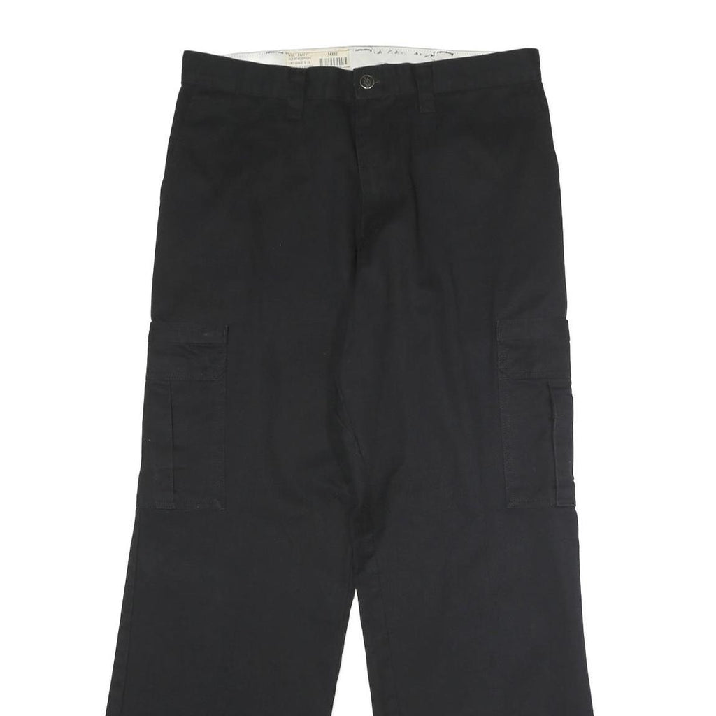 DICKIES Mens Black Polyester Blend Regular Cargo Trousers W34 L32 Workwear
