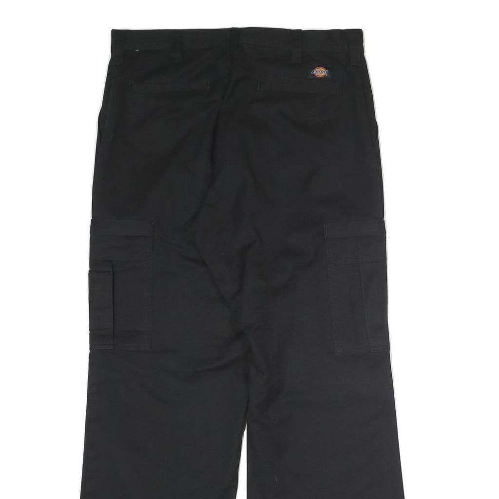 DICKIES Mens Black Polyester Blend Regular Cargo Trousers W34 L32 Workwear