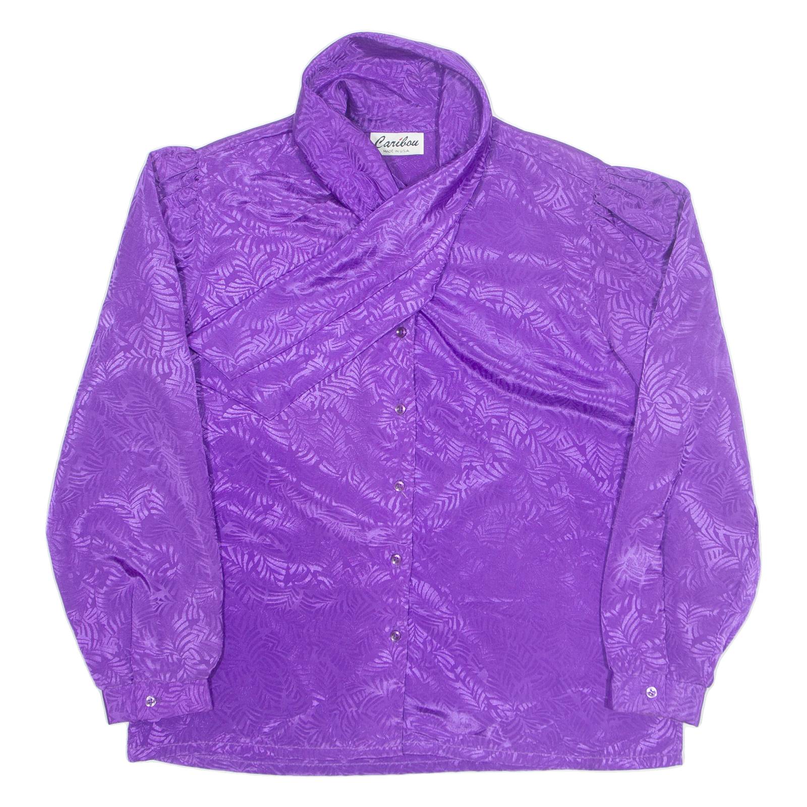CARIBOU Womens Printed Shirt Purple Collared Long Sleeve L