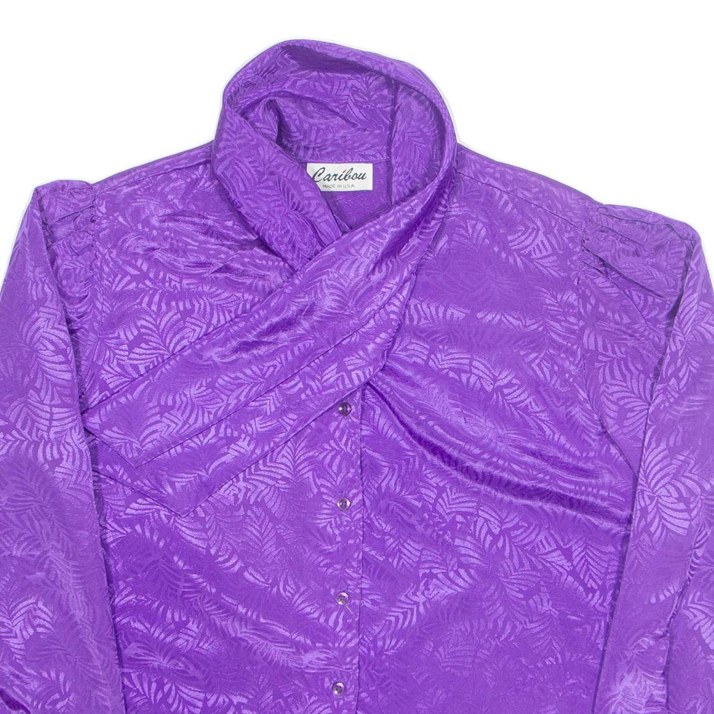 CARIBOU Womens Printed Shirt Purple Collared Long Sleeve L