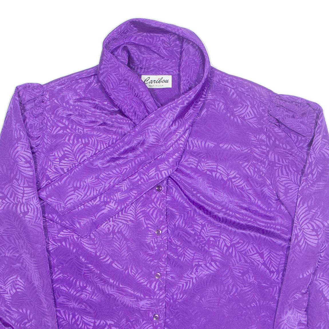 CARIBOU Womens Printed Shirt Purple Collared Long Sleeve L