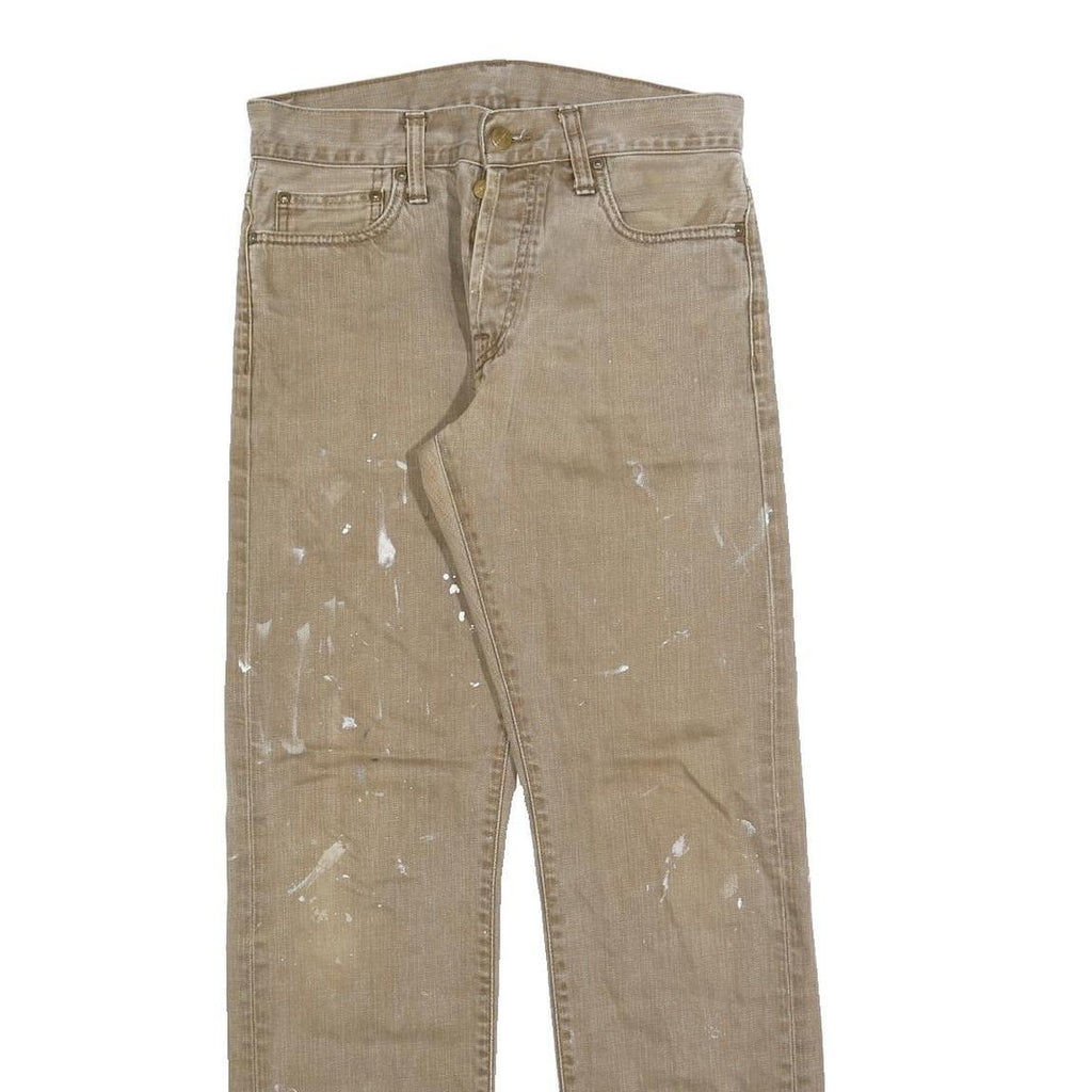 CARHARTT Mens Slim Beige Denim Jeans W29 L32 Paint Splattered Workwear