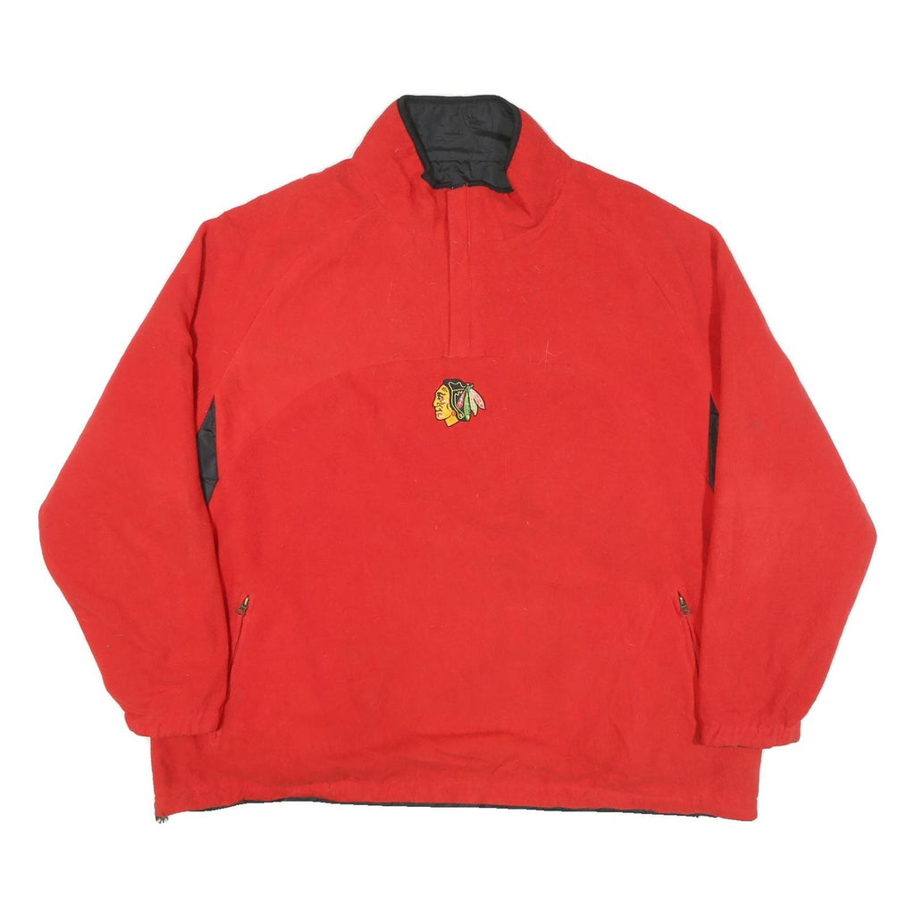 Mens Red & Black Pullover Native American Head Embroidered Crew Neck Basic Knit