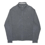 TOMMY HILFIGER Mens Grey Zip Jacket 2XL Cotton Blend Classic Casual Full Zip