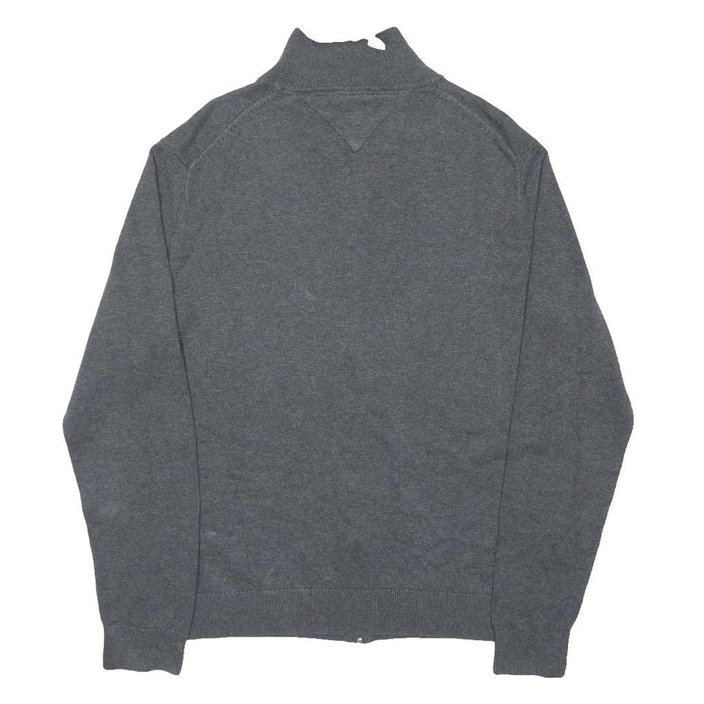 TOMMY HILFIGER Mens Grey Zip Jacket 2XL Cotton Blend Classic Casual Full Zip