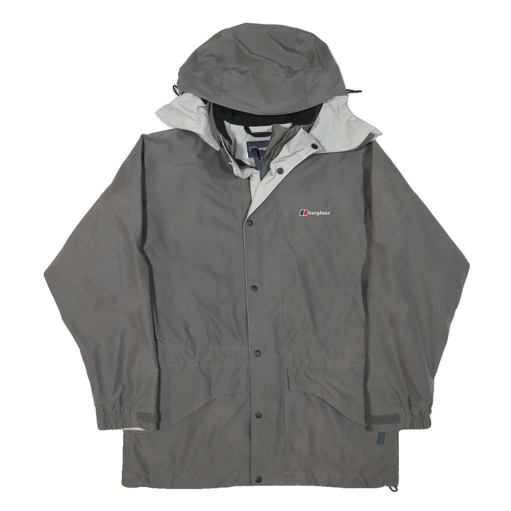 BERGHAUS Womens Grey Outdoor Jacket M Polyester Blend Zip Hooded Plain